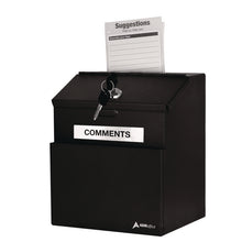 Load image into Gallery viewer, Wall Mountable Steel Suggestion Secure Drop Box with Key, 7 x 6 x 8.5, Stainless Steel 304, Black
