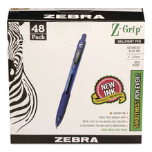 Load image into Gallery viewer, Z-Grip Ballpoint Pen, Retractable, Medium 1 mm, Blue Ink, Blue/Clear Barrel, 48/Pack