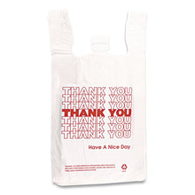 Load image into Gallery viewer, "Thank You" Handled T-Shirt Bag, Have a Nice Day Labeling, Cut-Out Handles, 11.5" x 6.5" x 21", White/Red, 900/Carton
