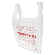Load image into Gallery viewer, "Thank You" Handled T-Shirt Bag, Have a Nice Day Labeling, Cut-Out Handles, 11.5" x 6.5" x 21", White/Red, 900/Carton