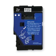 Load image into Gallery viewer, TC Tape Cartridges for P-Touch Labelers, 0.47" x 25.2 ft, Black on Clear, 2/Pack