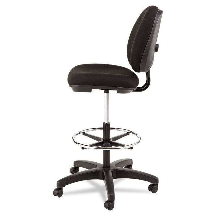 Alera Interval Series Swivel Task Stool, Supports Up to 275 lb, 23.93" to 34.53" Seat Height, Black Fabric