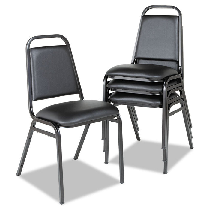 Padded Steel Stacking Chair, Supports Up to 250 lb, Black, 4/Carton