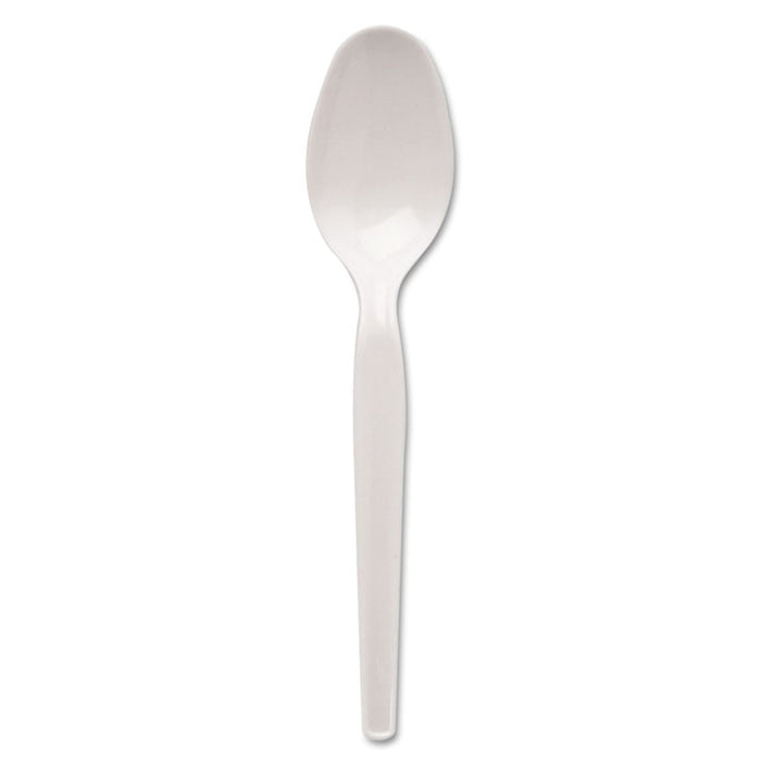 Plastic Cutlery, Heavyweight Teaspoons, White, 100/Box