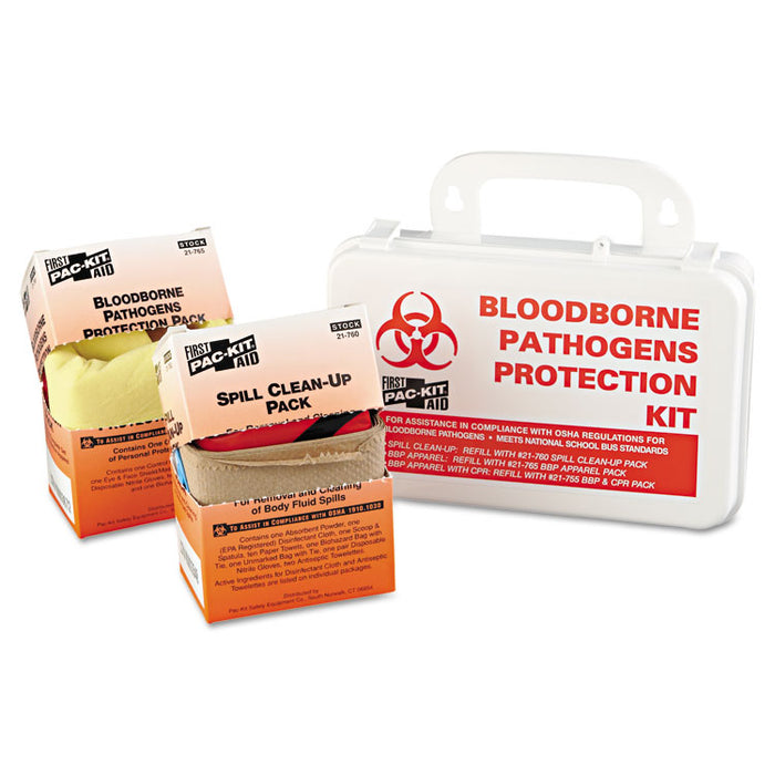Small Industrial Bloodborne Pathogen Kit, Plastic Case, 4.5"H x 7.5"W x 2.75"D