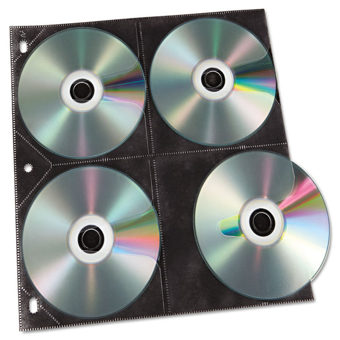 Two-Sided CD Refill Pages for Three-Ring Binder, 8 Disc Capacity, Clear/Black, 50/Pack