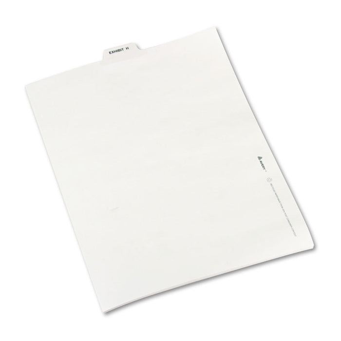 Avery-Style Preprinted Legal Bottom Tab Divider, Exhibit H, Letter, White, 25/PK