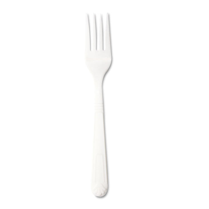 Heavyweight Cutlery, Forks, Polypropylene, White, 1000/Carton
