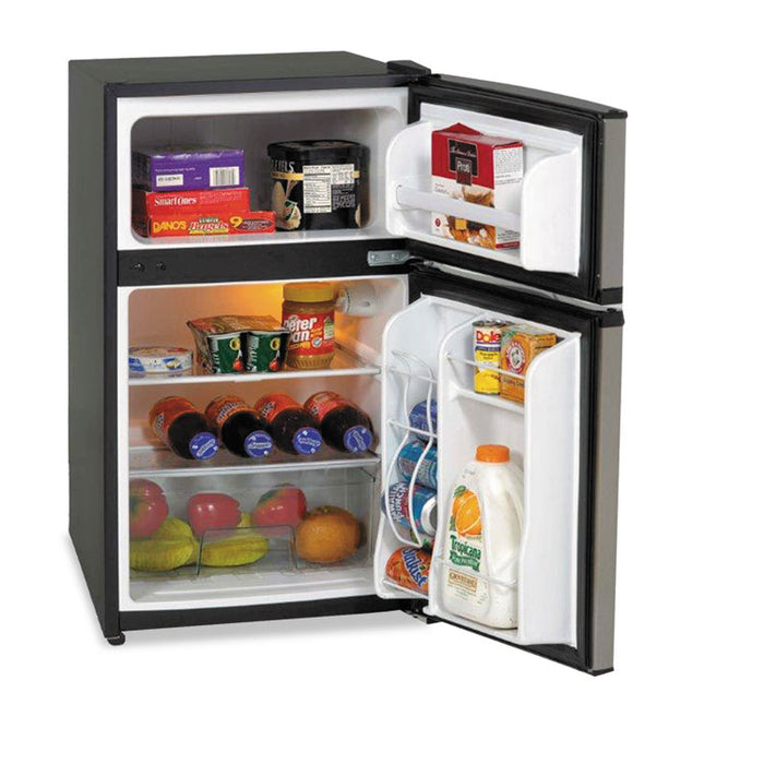 Counter-Height 3.1 Cu. Ft Two-Door Refrigerator/Freezer, Black/Stainless Steel