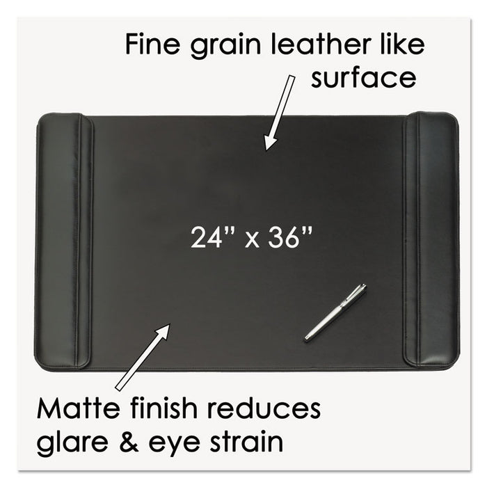 Sagamore Desk Pad w/Flip-Open Side Panels, 38 x 24, Black