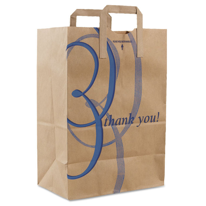 Stock Thank You Handle Bags, 12" x 17", Brown, 300/Carton