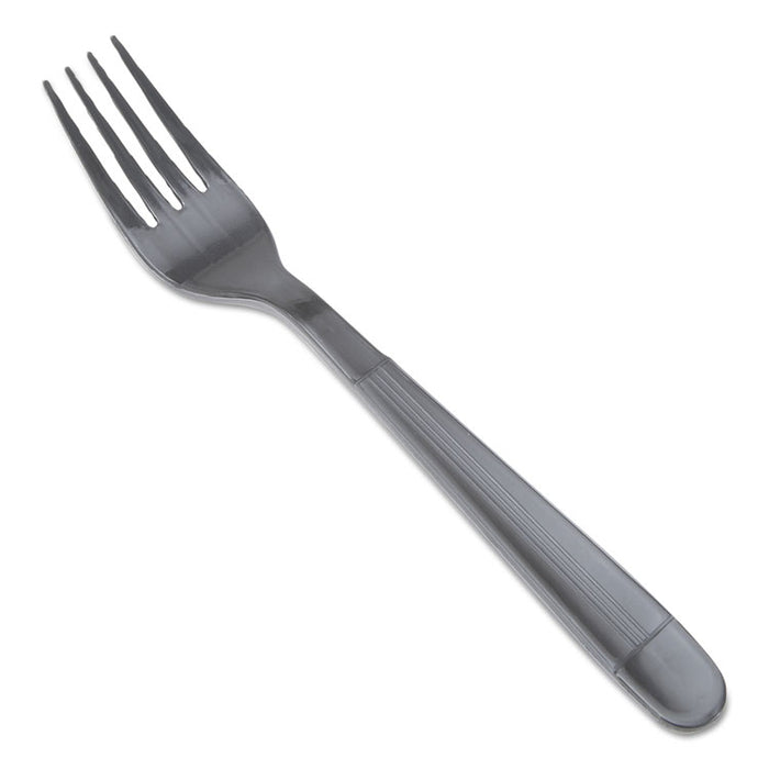 WraPolypropyleneed Cutlery, 7 1/4" Fork, Heavyweight, Black, 1000/Carton