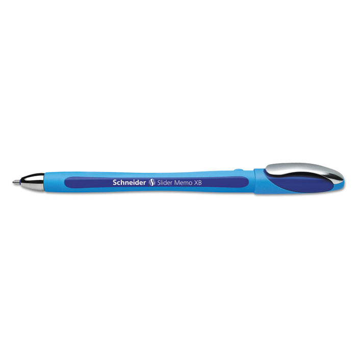 Schneider Slider Memo XB Stick Ballpoint Pen, 1.4mm, Blue Ink, Blue Barrel, 10/Box
