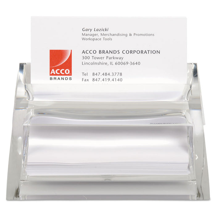 Stratus Acrylic Business Card Holder, Holds 40 3.5 x 2 Cards, 3.5 x 4.5 x 2.25, Clear