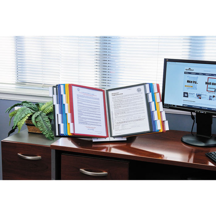 SHERPA Desk Reference System, 10 Panels, 10 x 5 5/8 x 13 7/8, Assorted Borders