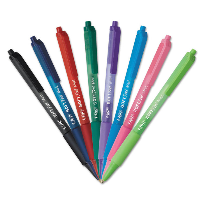 Soft Feel Ballpoint Pen, Retractable, Medium 1 mm, Assorted Ink and Barrel Colors, Dozen