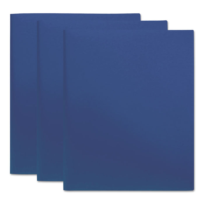 Two-Pocket Plastic Folders, 100-Sheet Capacity, 11 x 8.5, Royal Blue, 10/Pack