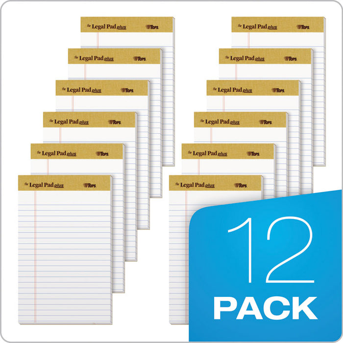 "The Legal Pad" Plus Ruled Perforated Pads with 40 pt. Back, Narrow Rule, 50 White 5 x 8 Sheets, Dozen