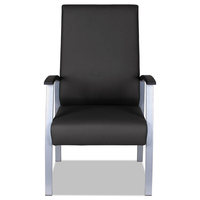 Alera metaLounge Series High-Back Guest Chair, 24.6" x 26.96" x 42.91", Black Seat/Back, Silver Base