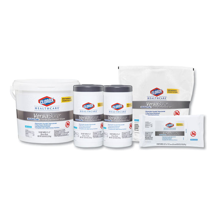 VersaSure Cleaner Disinfectant Wipes, 1-Ply, 12" x 12", White, 110/Bucket, 2/CT