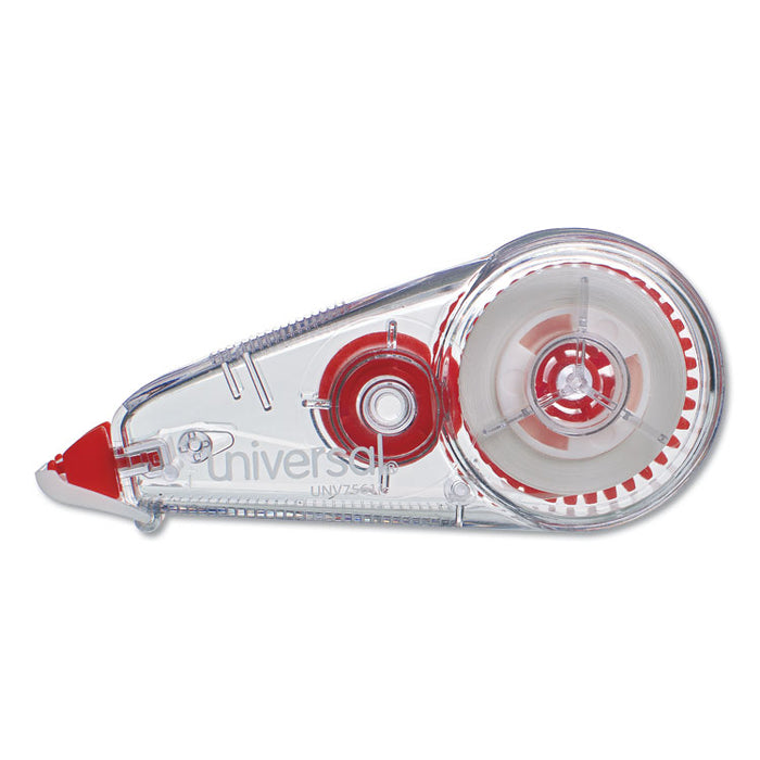Correction Tape, Mini Economy, Non-Refillable, Clear/Red Applicator, 0.25" x 275", 10/Pack