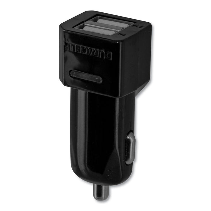 Hi-Performance Car Charger for USB Devices, Two Ports, LED Light