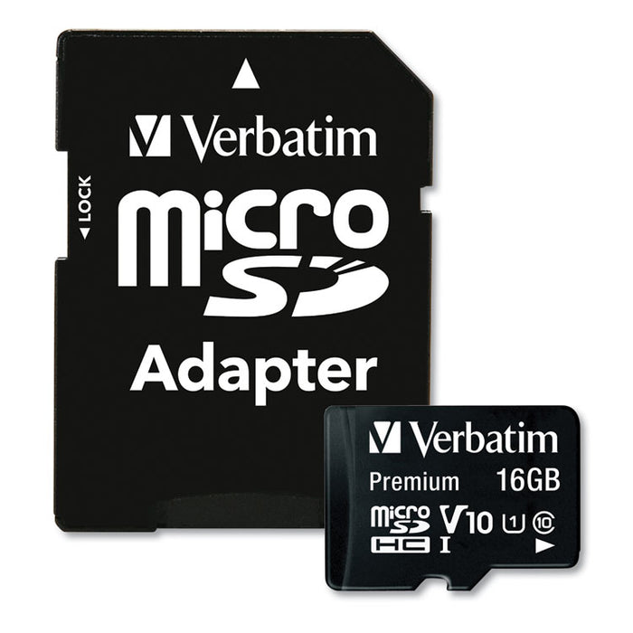 16GB Premium microSDHC Memory Card with Adapter, UHS-I V10 U1 Class 10, Up to 80MB/s Read Speed