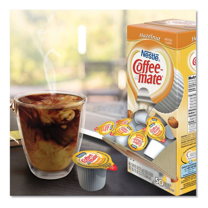 Liquid Coffee Creamer, Hazelnut, 0.38 oz Mini Cups, 50/Box