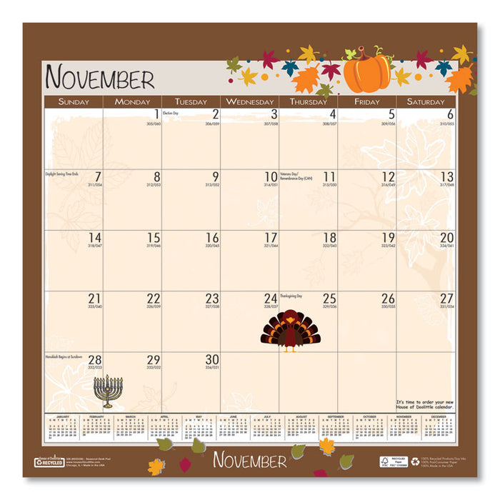 Recycled Seasonal Wall Calendar, Earthscapes Illustrated Seasons Artwork, 12 x 12, 12-Month (Jan to Dec): 2023