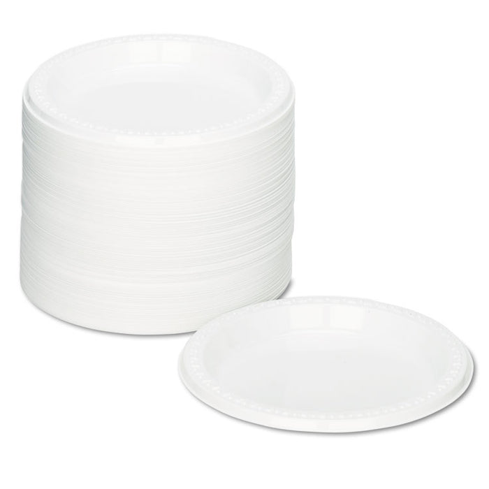 Plastic Dinnerware, Plates, 7" dia, White, 125/Pack