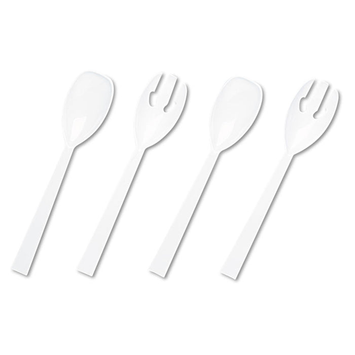 Table Set Plastic Serving Forks and Spoons, White, 24 Forks, 24 Spoons per Pack
