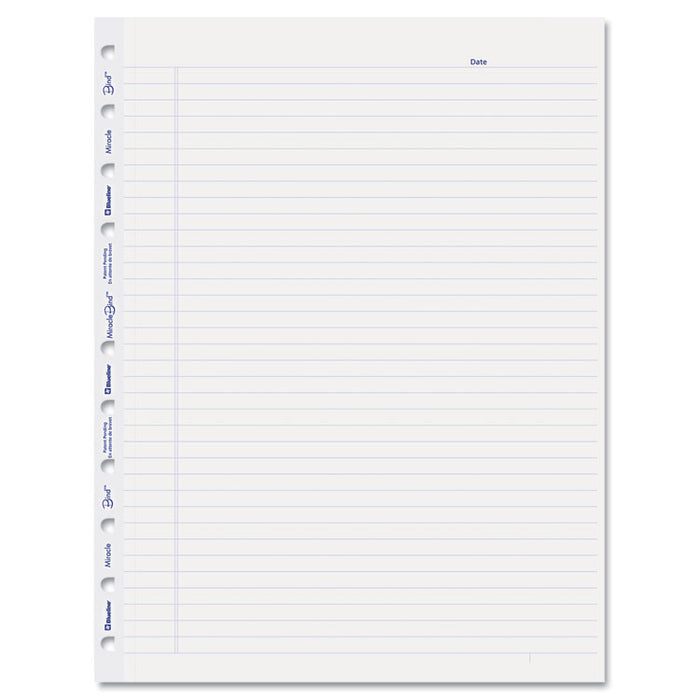 Ruled Paper Refill Sheets for all MiracleBind Notebooks and Planners, 11 x 9.06, White/Blue Sheets, Undated, 50/Pack