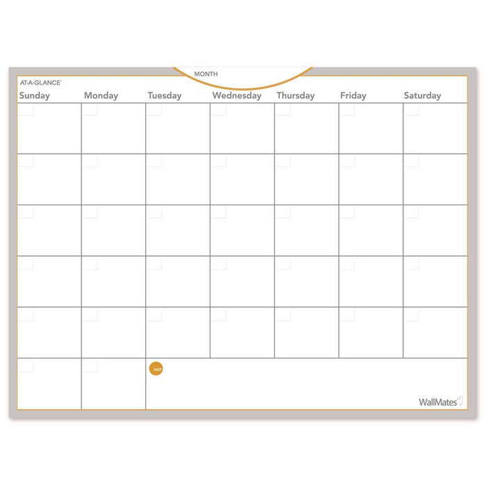WallMates Self-Adhesive Dry Erase Monthly Planning Surfaces, 24 x 18, White/Gray/Orange Sheets, Undated