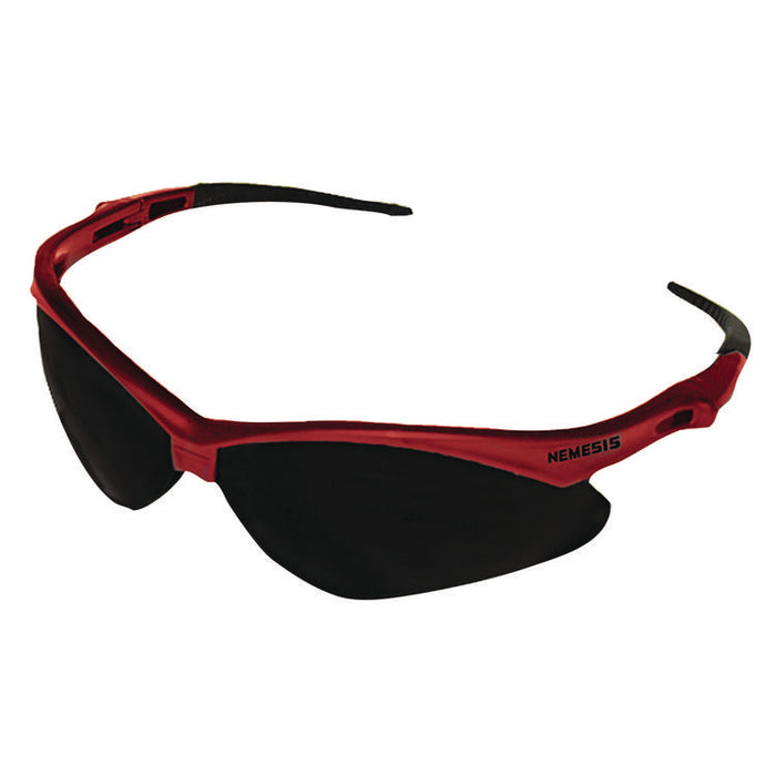 Nemesis Safety Glasses, Red Half Frame, Smoke Dual Lens