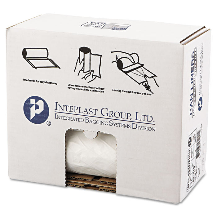 Low-Density Commercial Can Liners, 45 gal, 0.8 mil, 40" x 46", White, Interleaved Roll, 25 Bags/Roll, 4 Rolls/Carton