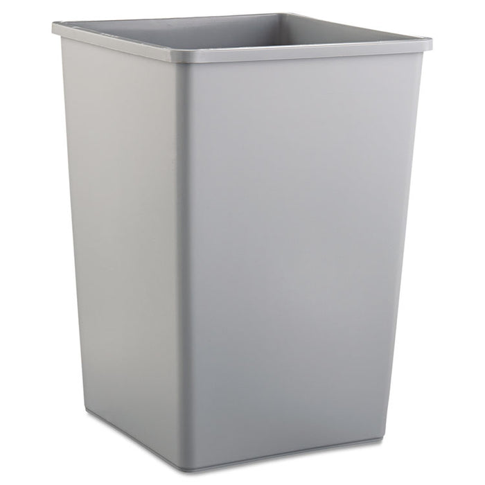 Untouchable Square Waste Receptacle, 35 gal, Plastic, Gray