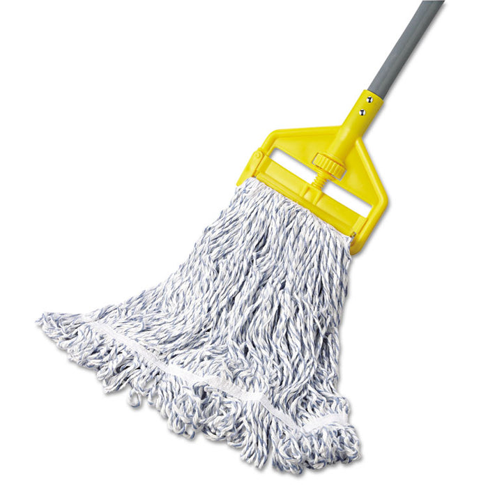 Web Foot Premium Finish Mop Head, White, Med, Cotton/Synthetic, 1". White Headband, 6/Carton