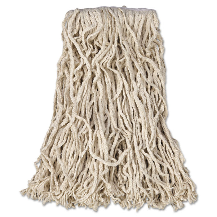 Non-Launderable Economy Cut-End Cotton Wet Mop Head, 16 oz, 1" Band, White, 12/Carton