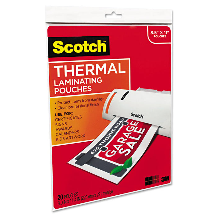 Laminating Pouches, 3 mil, 9" x 11.5", Gloss Clear, 20/Pack