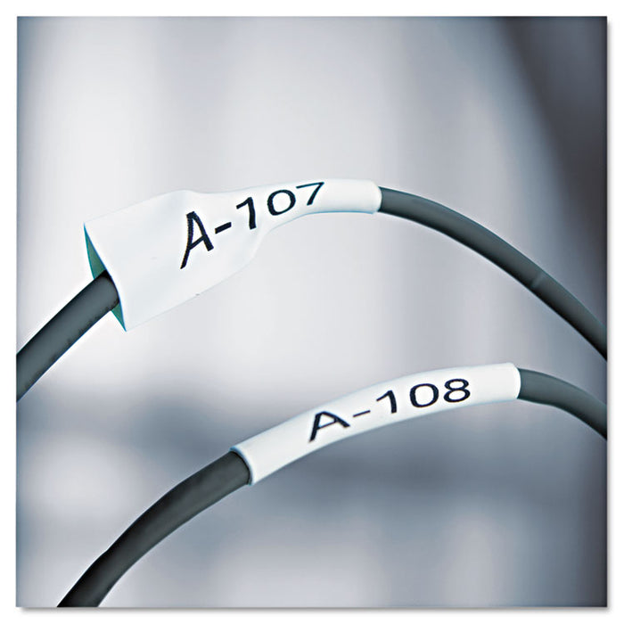 Rhino Heat Shrink Tubes Industrial Label Tape, 0.25" x 5 ft, White/Black Print
