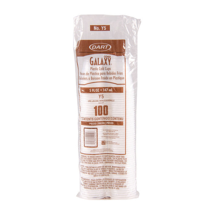 High-Impact Polystyrene Cold Cups, 5 oz, Plastic, Translucent, 100/Sleeve, 25 Sleeves/Carton