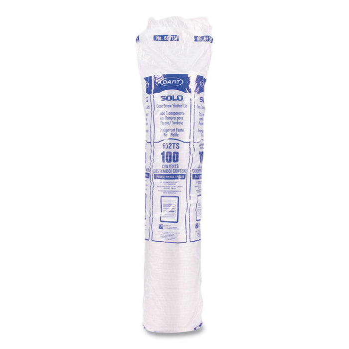 Straw-Slot Cold Cup Lids, Fits 9 oz to 20 oz Cold Cups, Plastic, Clear, 100/Pack