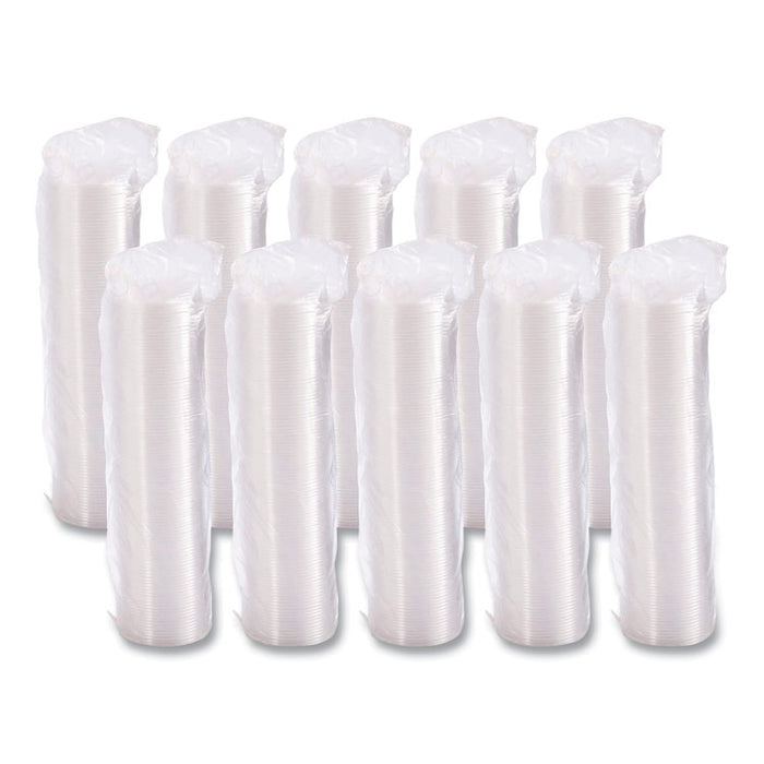 Non-Vented Cup Lids, Fits 10 oz to 14 oz Hot Cups/6 oz to 8 oz Food Containers/6 oz Bowls; Plastic, Clear, 1,000/Carton