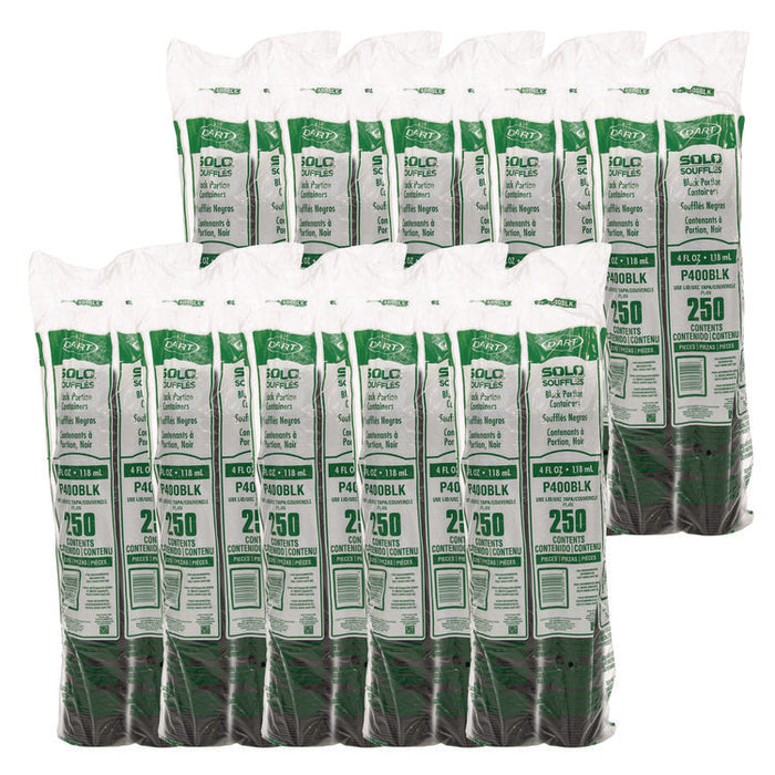 Polystyrene Portion Cups, 4 oz, Plastic, Black, 250/Bag, 10 Bags/Carton