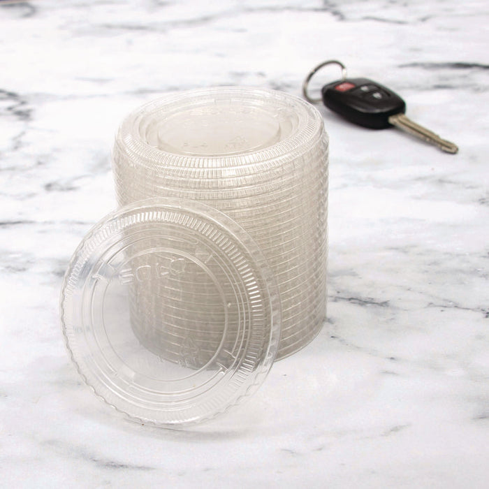 Portion/Souffle Cup Lids, Fits 3.25 oz to 9 oz Portion Cups, Plastic, Clear, 125/Pack, 20 Packs/Carton