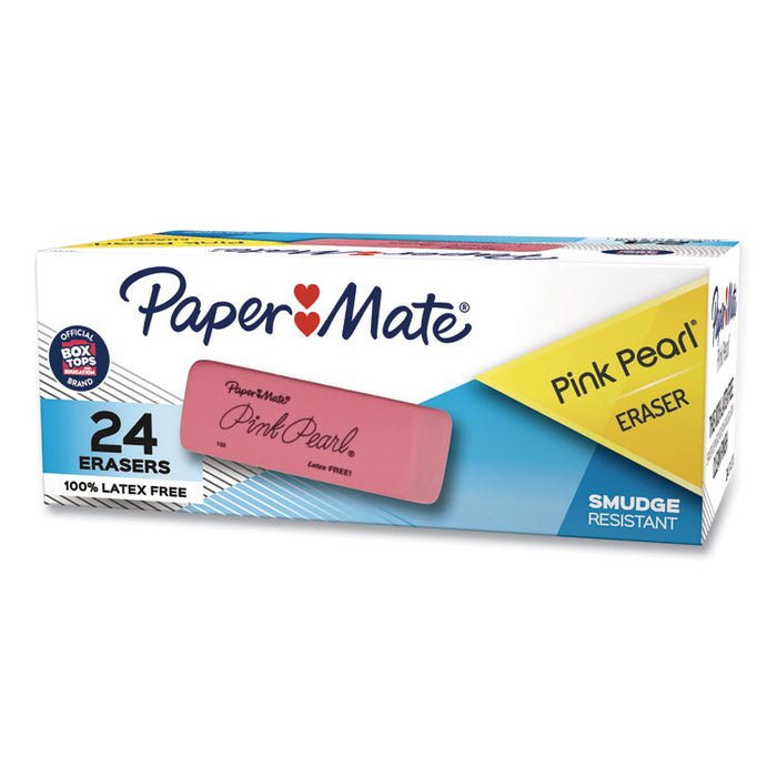 Pink Pearl Eraser, For Pencil Marks, Rectangular Block, Medium, Pink, 24/Box