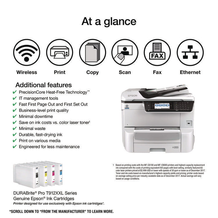 WorkForce Pro WF-C8190 Wireless Color Inkjet Printer