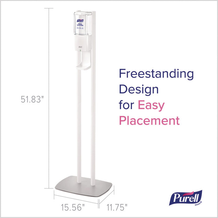 ES10 Dispenser Floor Stand with Automatic Hand Sanitizer Dispenser, 15.56 x 11.75 x 51.82, White