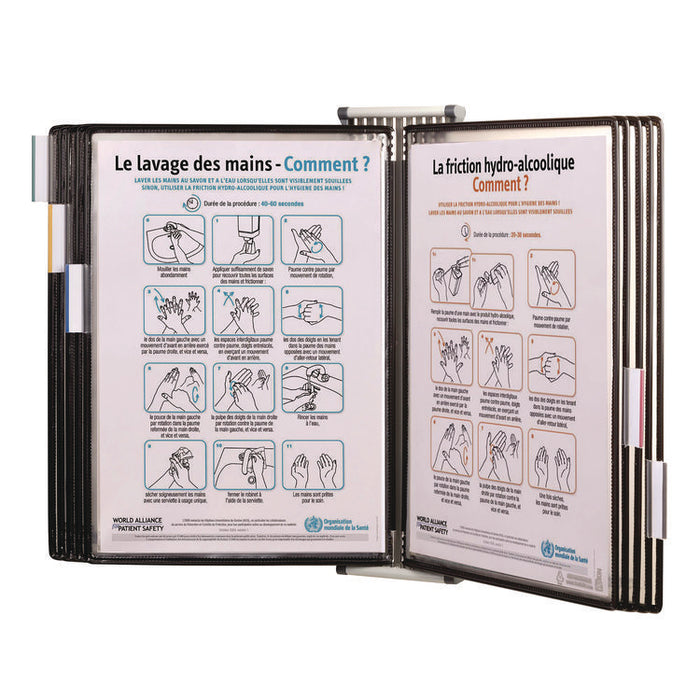 Wall Unit Reference Starter Set with Antimicrobial Display Pockets, 10 Panels with Black Borders, White Base