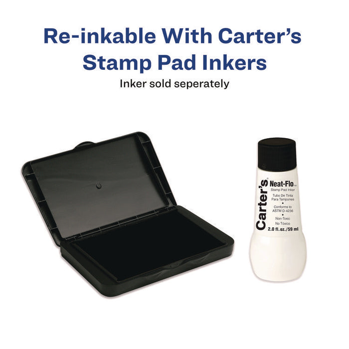 Pre-Inked Micropore Stamp Pad, 4.25" x 2.75", Black